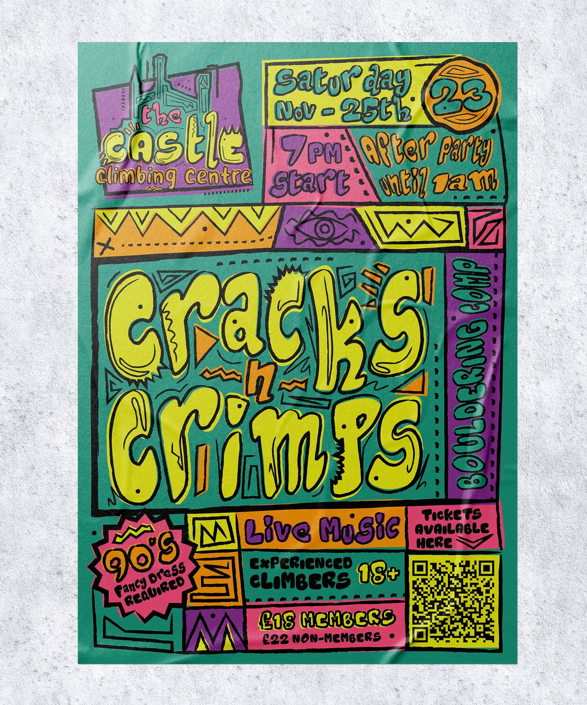 The Castle climbing Centre Cracks n Crimps Poster